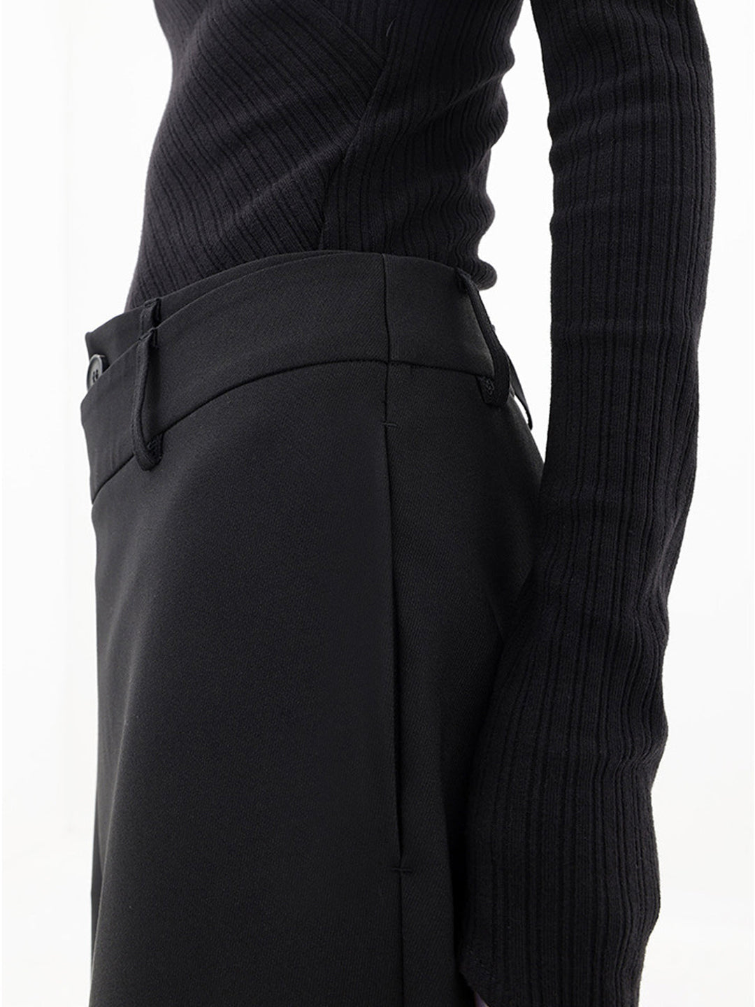 Baggy Damenhose | Asymmetrisch | Einfarbig | Doppelt Knopf | Atmungsaktiv-Luzern Mode
