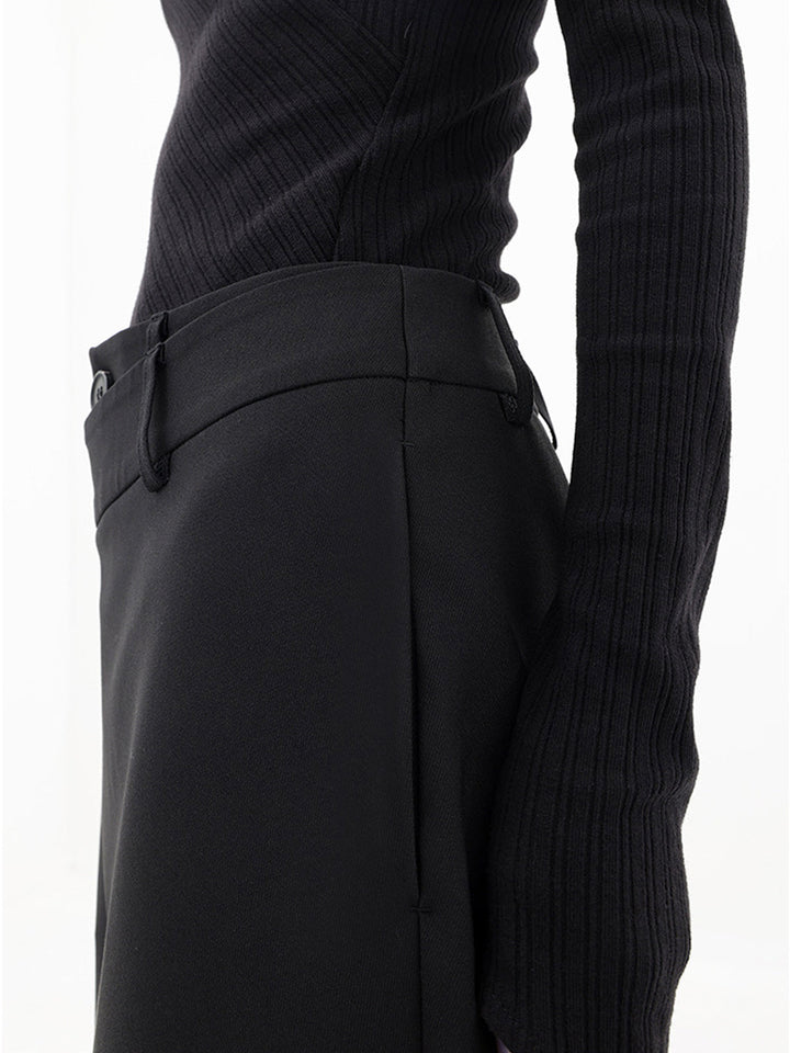 Baggy Damenhose | Asymmetrisch | Einfarbig | Doppelt Knopf | Atmungsaktiv-Luzern Mode
