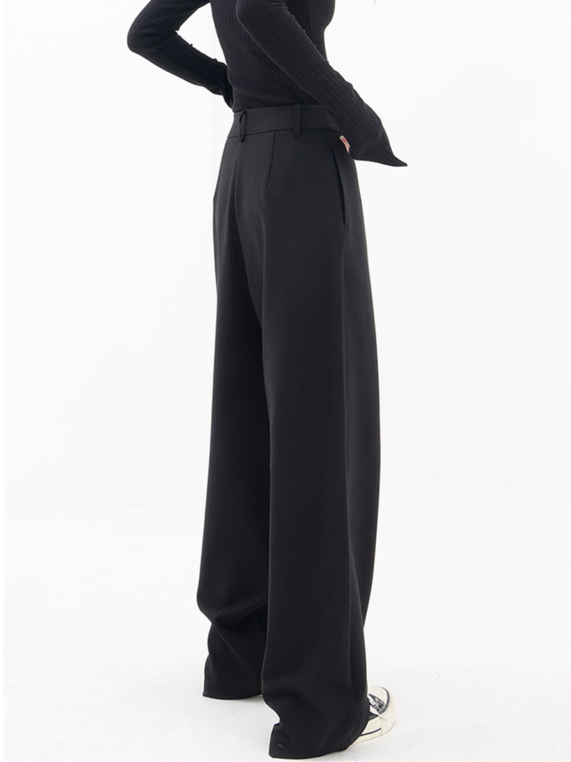 Baggy Damenhose | Asymmetrisch | Einfarbig | Doppelt Knopf | Atmungsaktiv-Luzern Mode