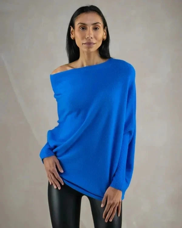 Oversized Damen Kaschmirpullover für Herbst/Winter-Blau-Luzern Mode