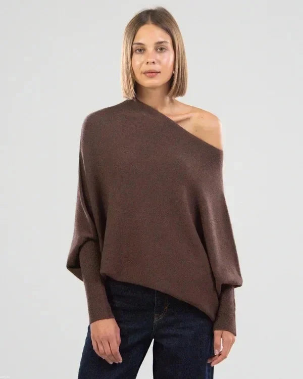 Oversized Damen Kaschmirpullover für Herbst/Winter-Braun-Luzern Mode
