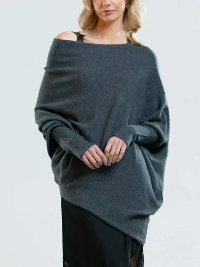 Oversized Damen Kaschmirpullover für Herbst/Winter-Dunkelgrau-Luzern Mode