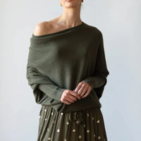 Oversized Damen Kaschmirpullover für Herbst/Winter-Dunkelgrün-Luzern Mode