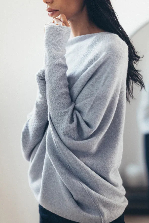Oversized Damen Kaschmirpullover für Herbst/Winter-Grau-Luzern Mode