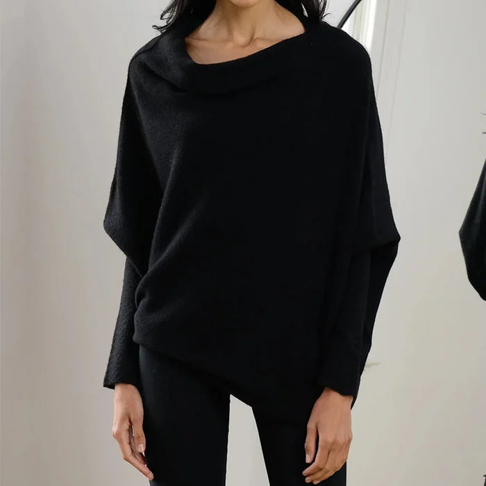 Oversized Damen Kaschmirpullover für Herbst/Winter-Schwarz-Luzern Mode