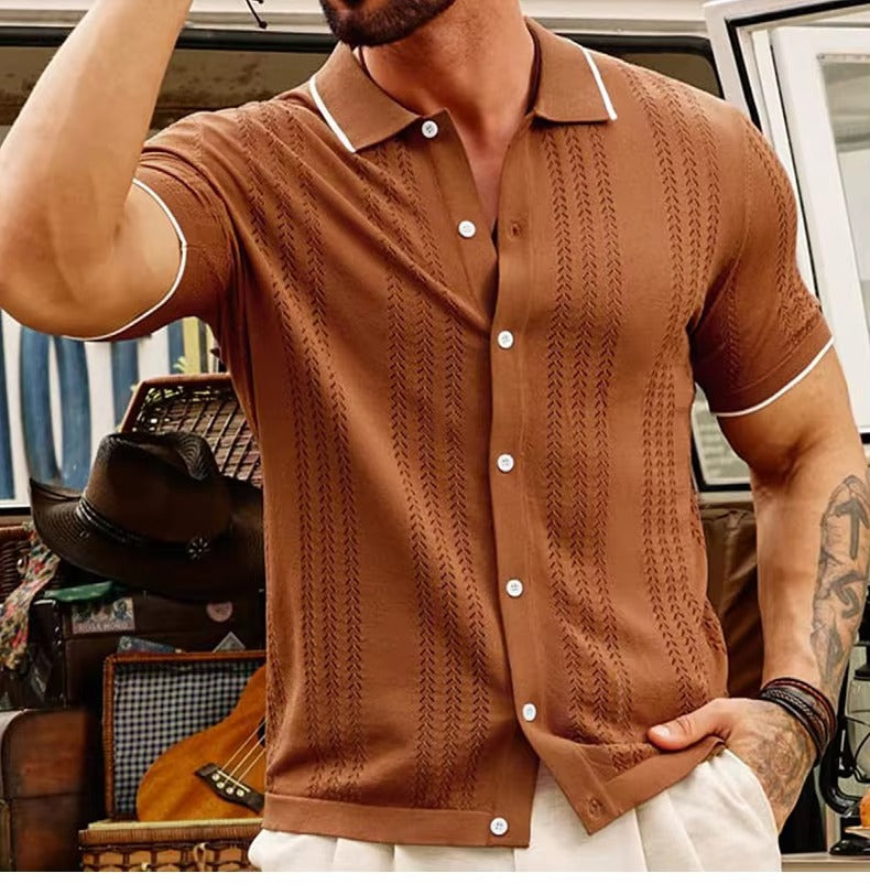 Strick Polo Herren Sommer | Baumwolle Leinen | Atmungsaktiv | Klassisch & leicht-Luzern Mode