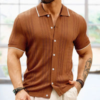Strick Polo Herren Sommer | Baumwolle Leinen | Atmungsaktiv | Klassisch & leicht-Luzern Mode
