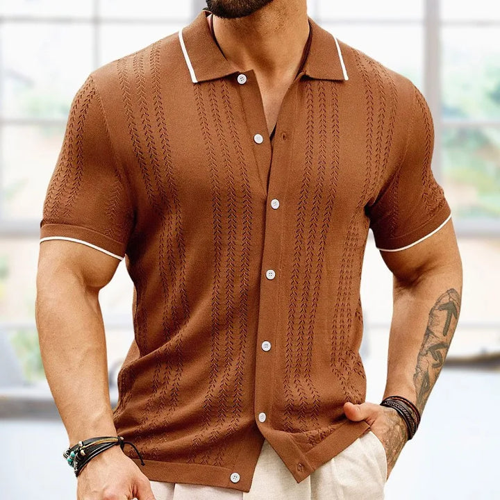 Strick Polo Herren Sommer | Baumwolle Leinen | Atmungsaktiv | Klassisch & leicht-Luzern Mode