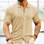 Strick Polo Herren Sommer | Baumwolle Leinen | Atmungsaktiv | Klassisch & leicht-Khaki-S-Luzern Mode