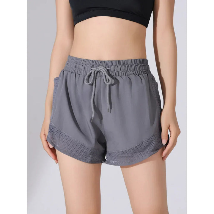 High Waist Shorts Damen Sommer | Fitnessshorts schnelltrocknend | Atmungsaktiv-Grau-S-Luzern Mode