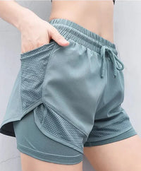 High Waist Shorts Damen Sommer | Fitnessshorts schnelltrocknend | Atmungsaktiv-Hellgrün-S-Luzern Mode