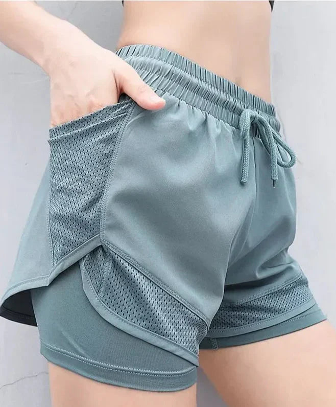 High Waist Shorts Damen Sommer | Fitnessshorts schnelltrocknend | Atmungsaktiv-Hellgrün-S-Luzern Mode