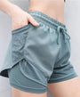 High Waist Shorts Damen Sommer | Fitnessshorts schnelltrocknend | Atmungsaktiv-Hellgrün-S-Luzern Mode