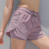 High Waist Shorts Damen Sommer | Fitnessshorts schnelltrocknend | Atmungsaktiv-Rosa-S-Luzern Mode