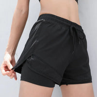 High Waist Shorts Damen Sommer | Fitnessshorts schnelltrocknend | Atmungsaktiv-Schwarz-S-Luzern Mode