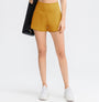 High-Waist Shorts Damen | 2-in-1 Fitnesshose | Yoga | schnelltrocknend | Sommer-Gelb-S-Luzern Mode