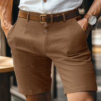 Slim-Fit Shorts Herren Leinen | Atmungsaktiv & leicht | Sommermode Vintage-Braun-S-Luzern Mode