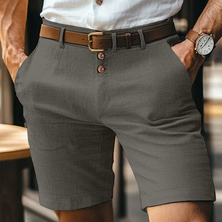 Slim-Fit Shorts Herren Leinen | Atmungsaktiv & leicht | Sommermode Vintage-Dunkelgrau-S-Luzern Mode