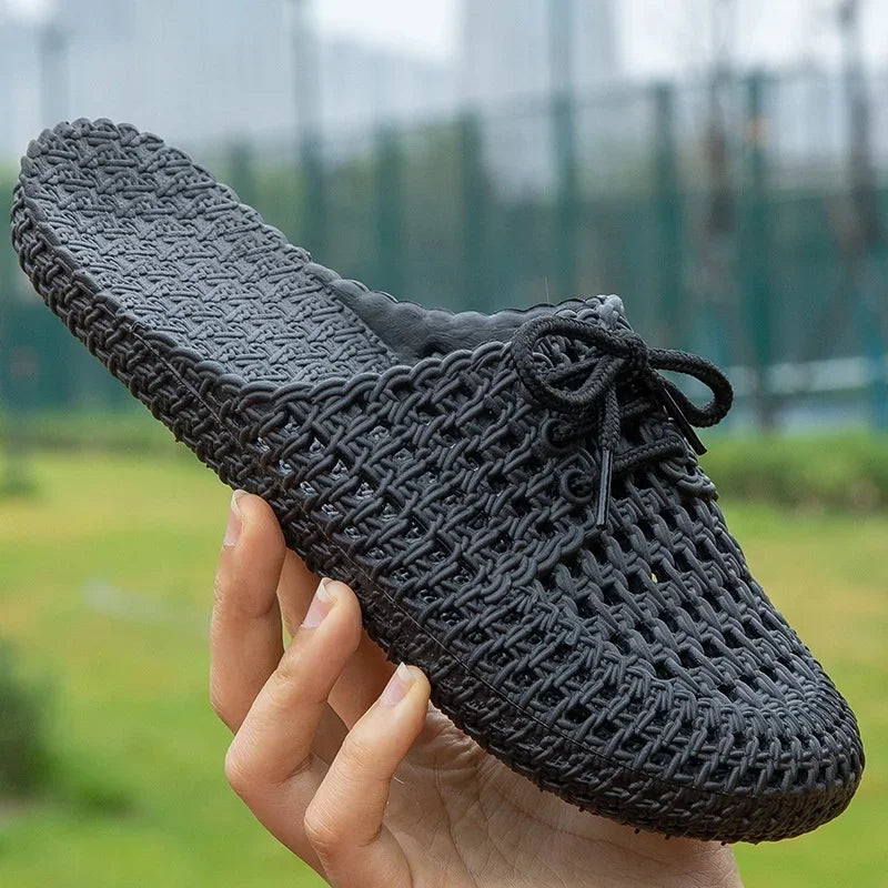Damen Loafer offen | Atmungsaktiv & leicht | Flexibles Material | Rutschfeste Sohle-Schwarz-35-Luzern Mode