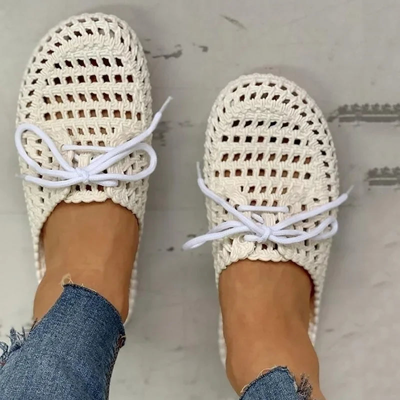 Damen Loafer offen | Atmungsaktiv & leicht | Flexibles Material | Rutschfeste Sohle-Weiß-35-Luzern Mode