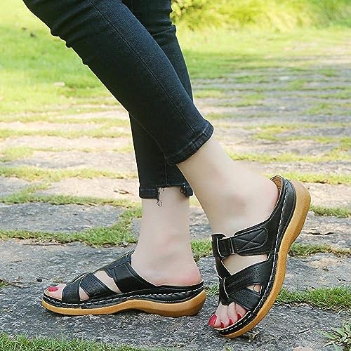 Orthopädische Damen-Sandalen | Verstellbar | Leicht & Fußfreundlich im Sommer-Schwarz-35-Luzern Mode