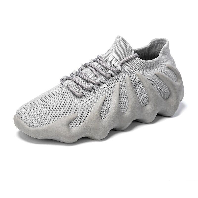 Unisex Sneaker | Mesh | Atmungsaktiv | Baumwolle | Schnürverschluss-Grau-35-Luzern Mode