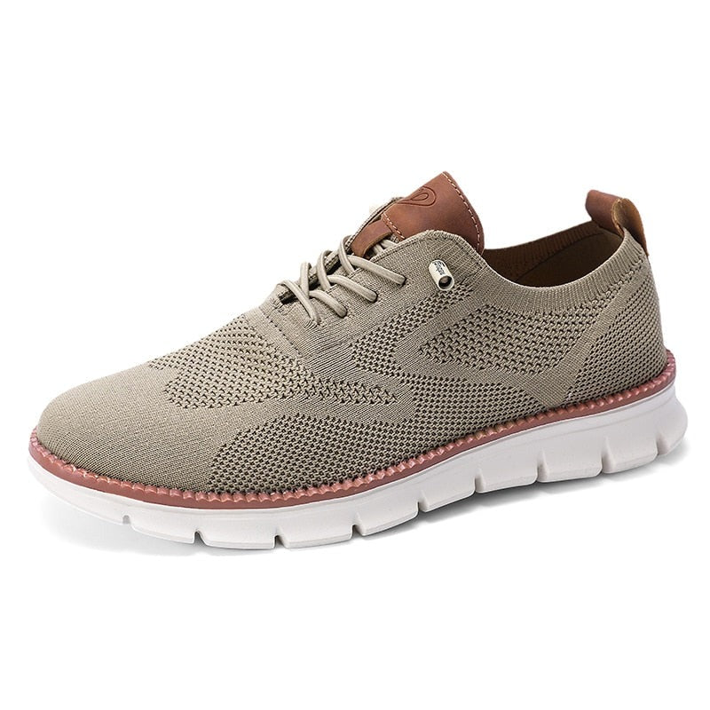 Mesh Sommerschuhe Herren | Atmungsaktiv | Slip-On | Leicht | Größe bis 54-Kaki-40-Luzern Mode