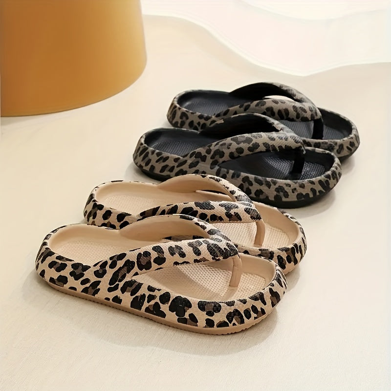 Sommer Slipper Damen | Atmungsaktiv & rutschfest | Leopard Print | bequem-Luzern Mode