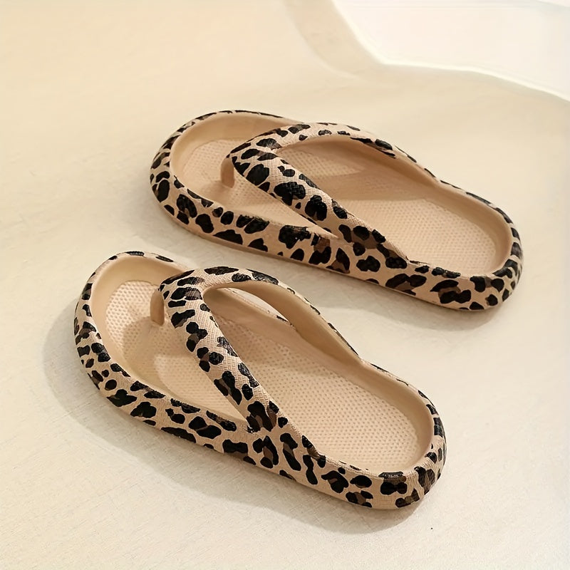 Sommer Slipper Damen | Atmungsaktiv & rutschfest | Leopard Print | bequem-Luzern Mode