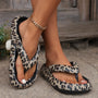 Sommer Slipper Damen | Atmungsaktiv & rutschfest | Leopard Print | bequem-Schwarz-36-Luzern Mode