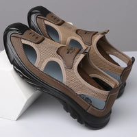 Mesh-Sandalen Herren | Atmungsaktiv & leicht | Rutschfeste Sohle | Flexibel & luftig-Dunkelbraun-39-Luzern Mode