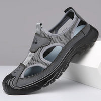 Mesh-Sandalen Herren | Atmungsaktiv & leicht | Rutschfeste Sohle | Flexibel & luftig-Grau-39-Luzern Mode