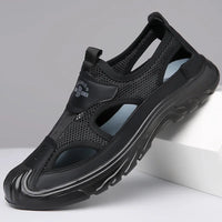 Mesh-Sandalen Herren | Atmungsaktiv & leicht | Rutschfeste Sohle | Flexibel & luftig-Schwarz-39-Luzern Mode