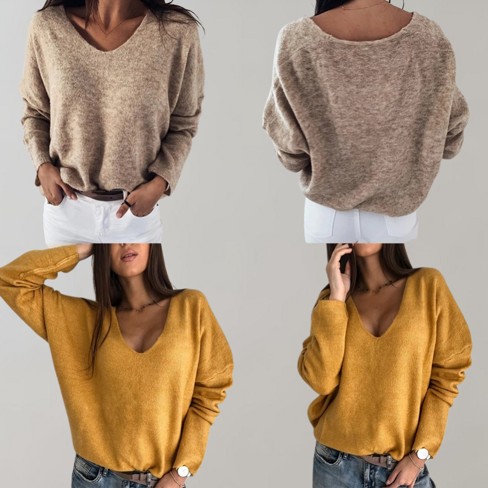 Damenpullover V-Ausschnitt Strickmode für Herbst/Winter-Luzern Mode
