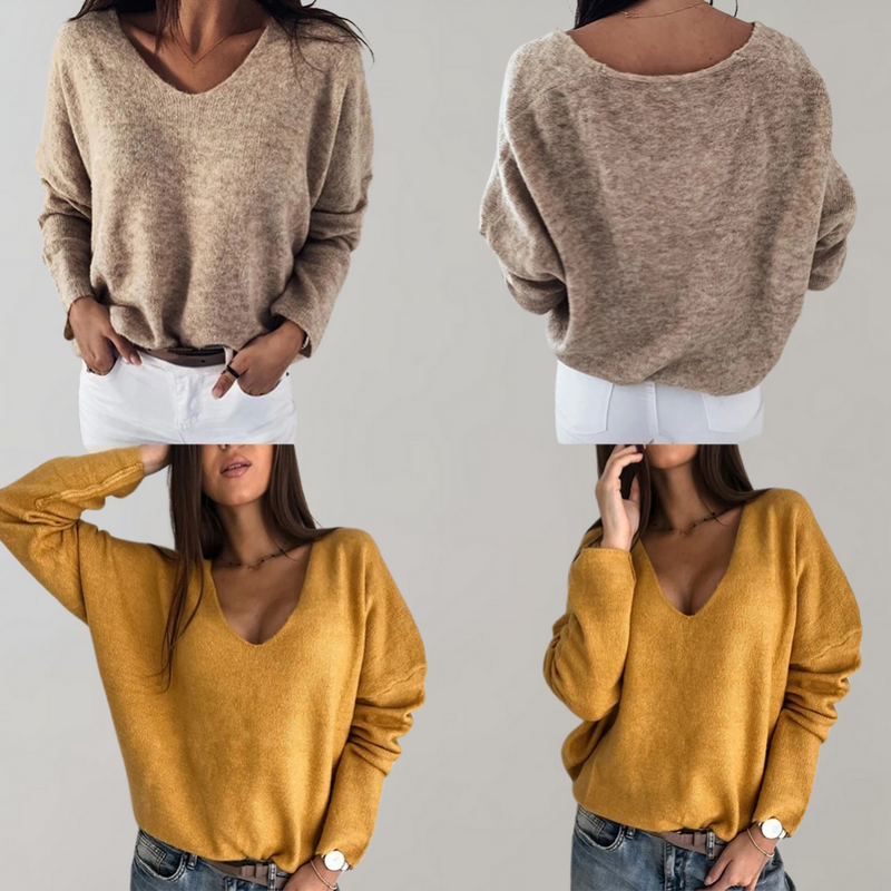 Damenpullover V-Ausschnitt Strickmode für Herbst/Winter-Luzern Mode