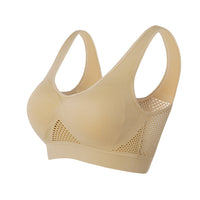 Sport-BH | Mesh | Atmungsaktiv | Nahtlos | Schnelltrocknend | Nylon-Beige-S-Luzern Mode