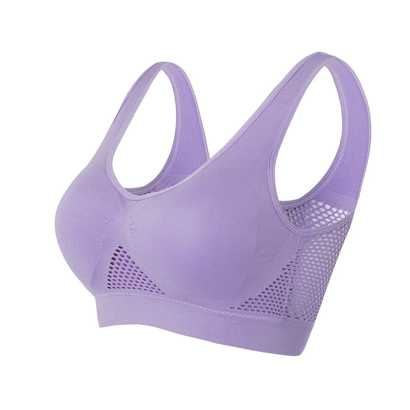 Sport-BH | Mesh | Atmungsaktiv | Nahtlos | Schnelltrocknend | Nylon-Lila-S-Luzern Mode