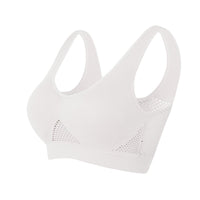 Sport-BH | Mesh | Atmungsaktiv | Nahtlos | Schnelltrocknend | Nylon-Weiß-S-Luzern Mode
