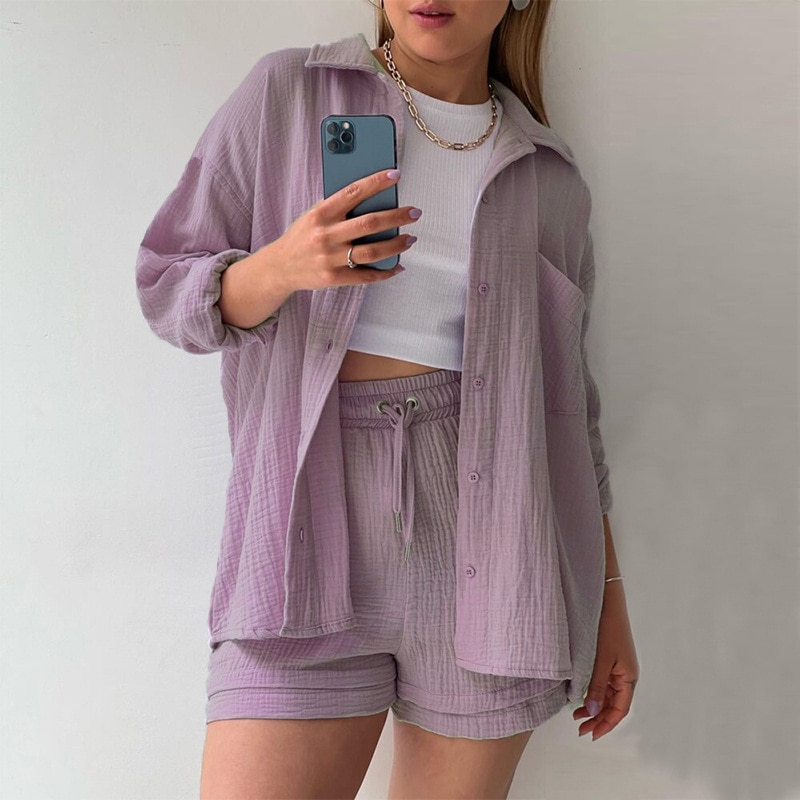Baumwoll Zweiteiler Damen | Atmungsaktives Co Ord Set | Sommer Look bequem-Luzern Mode