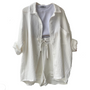 Baumwoll Zweiteiler Damen | Atmungsaktives Co Ord Set | Sommer Look bequem-Weiß-S-Luzern Mode