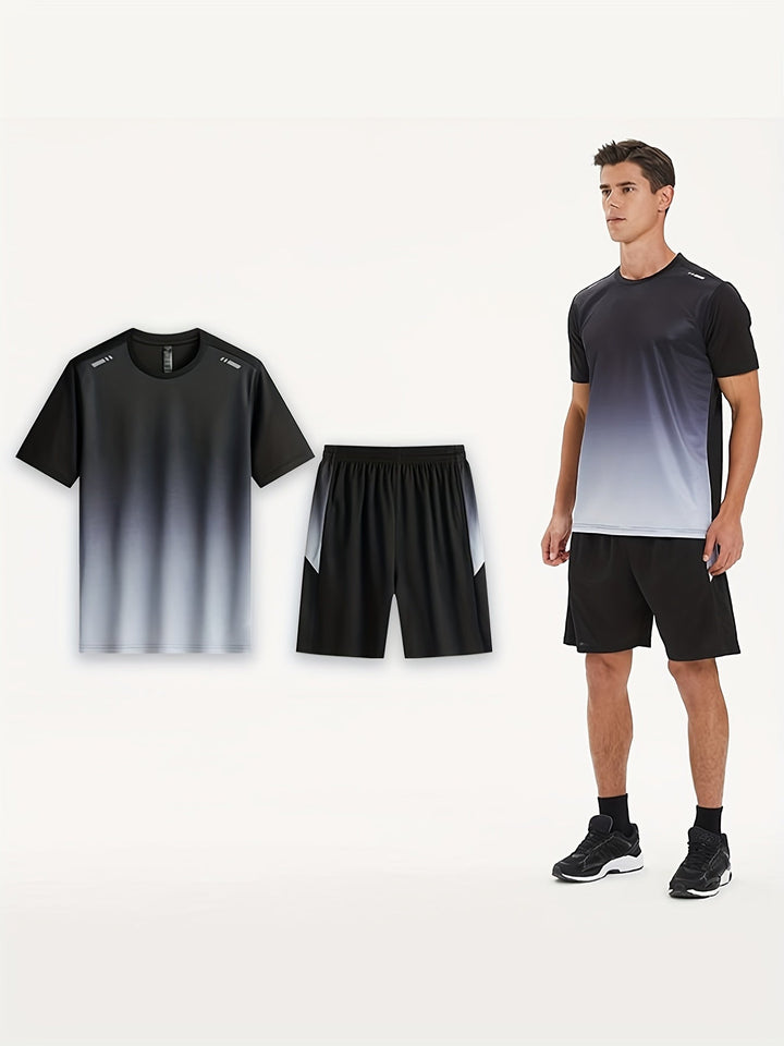Herren Sport Set Sommer | Atmungsaktiv | T-Shirt und Shorts | Flexibel & modern-Luzern Mode