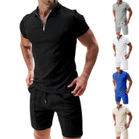 Sommer Set Herren | Poloshirt mit Kragen | Atmungsaktiv | Shorts mit Kordelzug & Gummibund-Luzern Mode