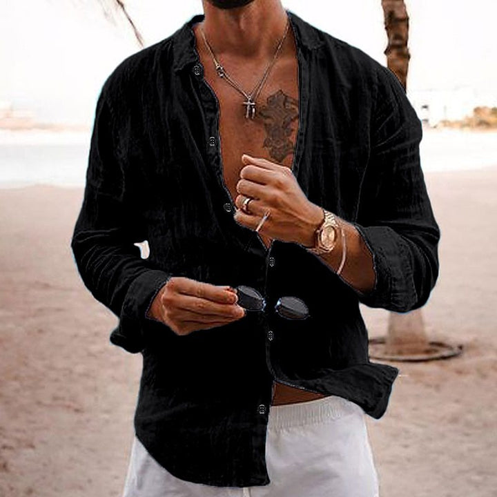 Sommerhemd Herren Baumwolle | Kurzarm & Leicht | Klassischer Look Style-Schwarz-S-Luzern Mode
