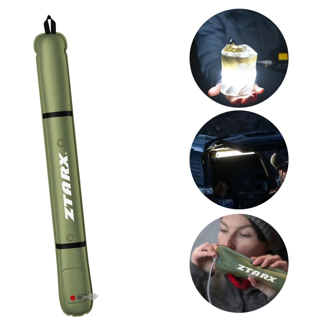 LED-Rohrlampe | Wiederaufladbar | Solar | Langlebig | Aufblasbar | Vielseitig-2000 mAh-Luzern Mode