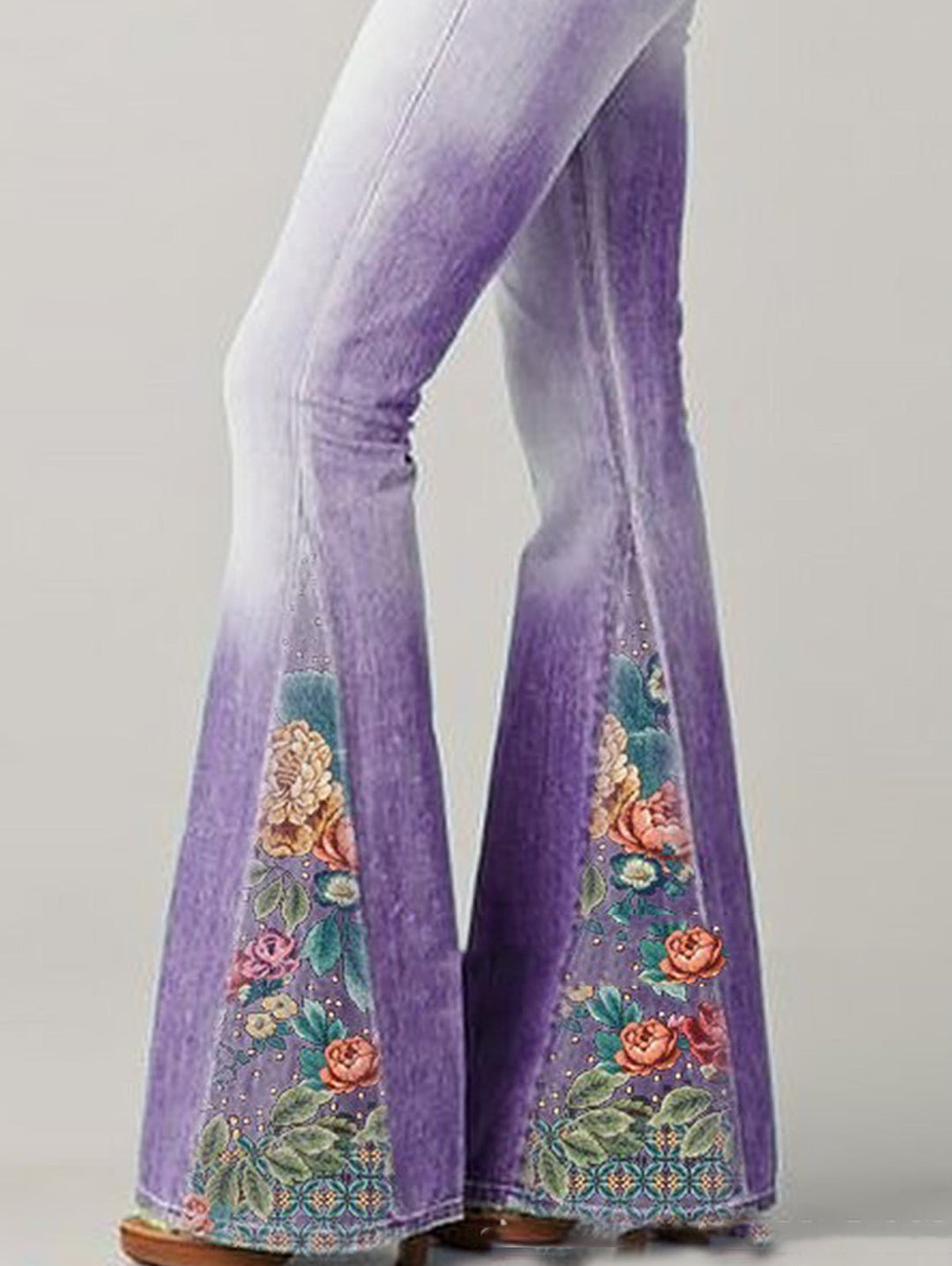 Damenjeans mit Blumenmuster | Bootcut | Ombre | Farbig | Baumwollmischung-Luzern Mode