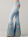 Damenjeans mit Blumenmuster | Bootcut | Ombre | Farbig | Baumwollmischung-Blau-S-Luzern Mode