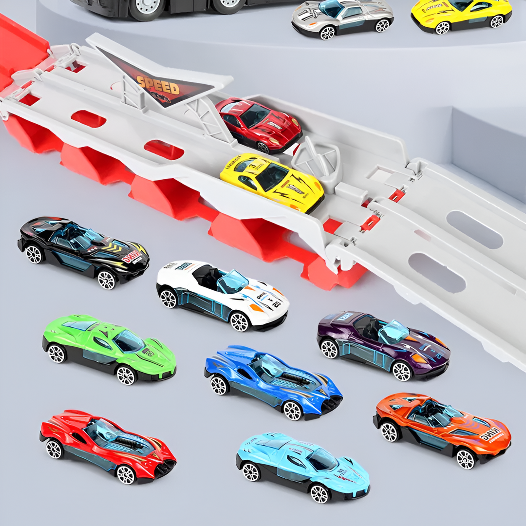 Spielzeugtruck mit Rennstrecke | Startsystem | Anpassbar | Modular-Luzern Mode