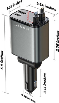 Autoladegerät | USB Schnellladen Ausziehbar Vielseitig 69W Langlebig Stilvoll-Luzern Mode