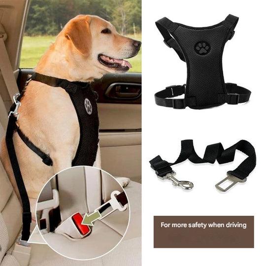 Hunde Autoschultergurt | Mit Geschirr | Verstellbar | Schwarz | Bequem-Luzern Mode