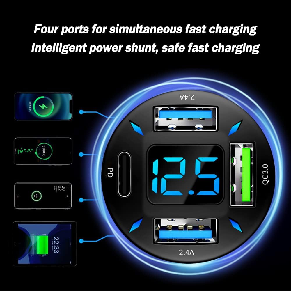 USB Autoladegerät | Schnellladen 12V Android Apple Universell Robust Kompakt-Luzern Mode